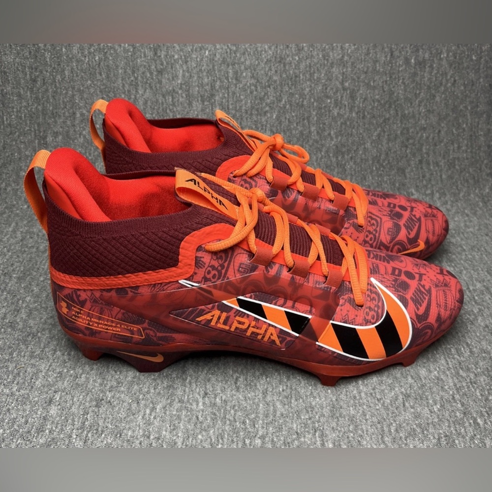 Nike Alpha Menace 4 Elite Football Cleat Sz 12.5 In Picante Red/Black/Dragon Red